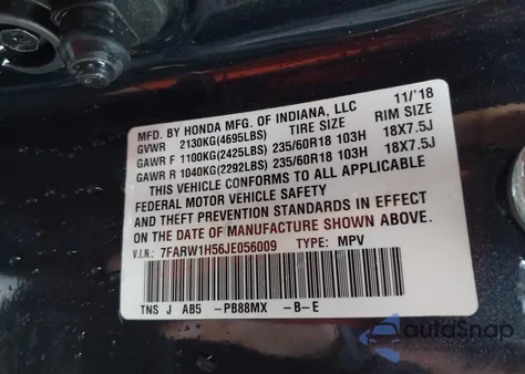 2018 Honda Cr-V Ex из США, поврежденный, VIN 7FARW1H56JE056009